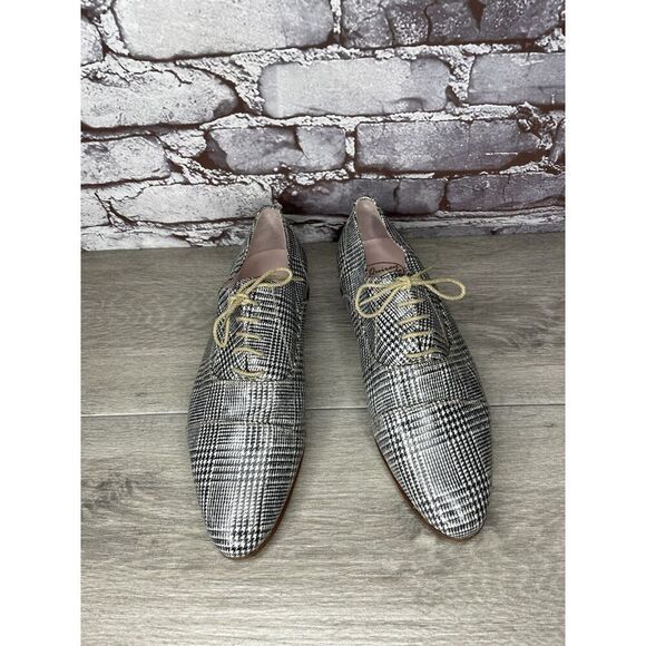 O'Quincy by Jan Palmen White Black Plaid Lace Up Oxfords Shoes Women 41EU/10.5US - Picture 6 of 16